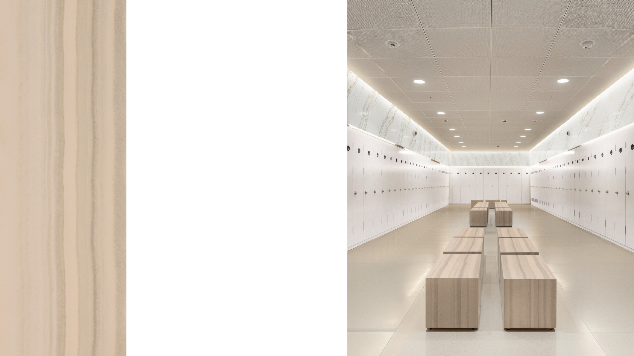 Wykorzytsanie materialu Corian Solid Surface w szatnni sportowej