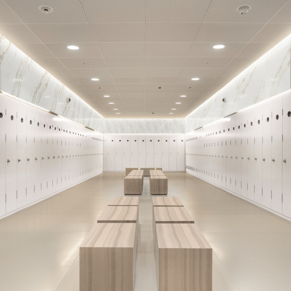 Aplikacja materiału Corian Solid Surface w intensywnie użytkowanej przestrzeni komercyjnej